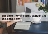 区块链基金分发平台有哪些公司可以做[区块链基金是什么意思]